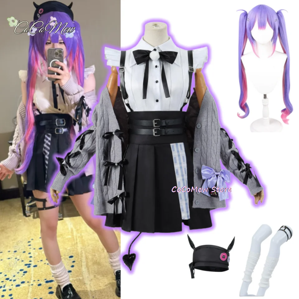 Tokoyami Towa Косплей Костюм Vtuber парик Свитер Лолита Кимоно Униформа Хэллоуин