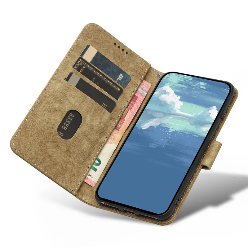 Textured Solid Colors Phone Wallet Case For Xiaomi Redmi Note12 S Note 12 Pro Plus 5G 12C A2 11A Flip Cover Protect Bags