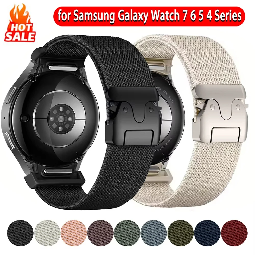 Фото Ремешок без зазоров для Samsung Galaxy Watch 7 FE 6 4 Classic 5 pro 44 мм 40 мм 47 эластичный нейлоновый парашютный браслет Samsung Watch 7 ремешок №1