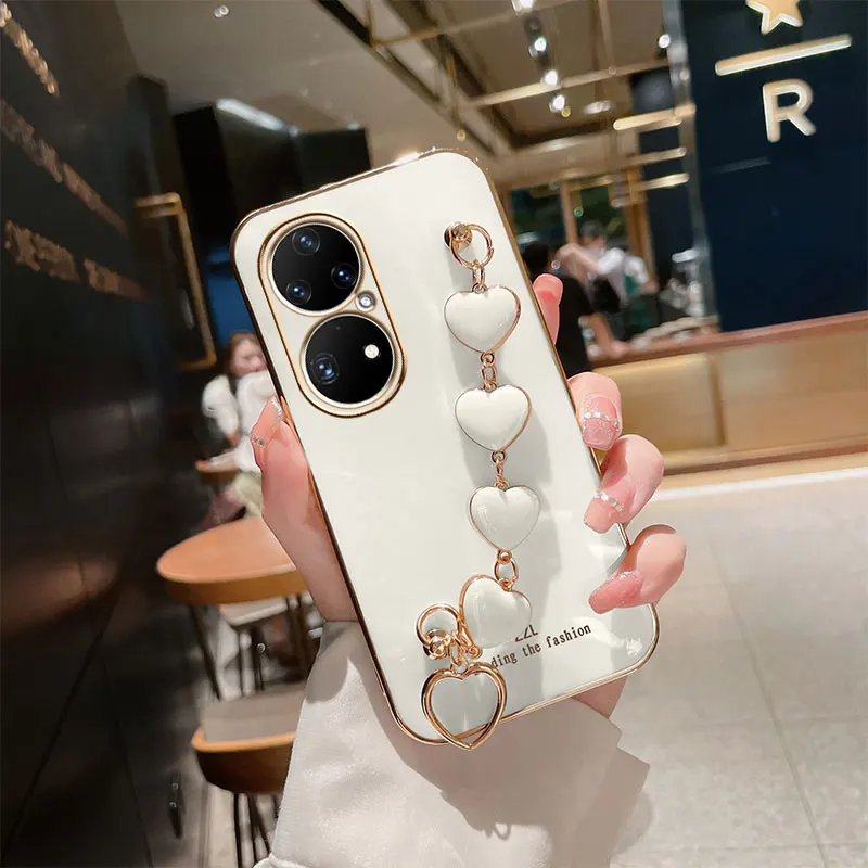 New Luxury Bracelet Cover For Huawei P50 Pro Case For Huawei P50 Silicone Case for Huawei P 50 p30 p20 p40 Lite P50 Pro Case