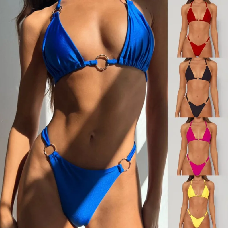 

2023 New Sexy Mayo Mini Bikini Set Solid Swimsuit Women Swimwear Push Up Bathing Swim Suit Summer Beach Wear Traje De Ba O Mujer