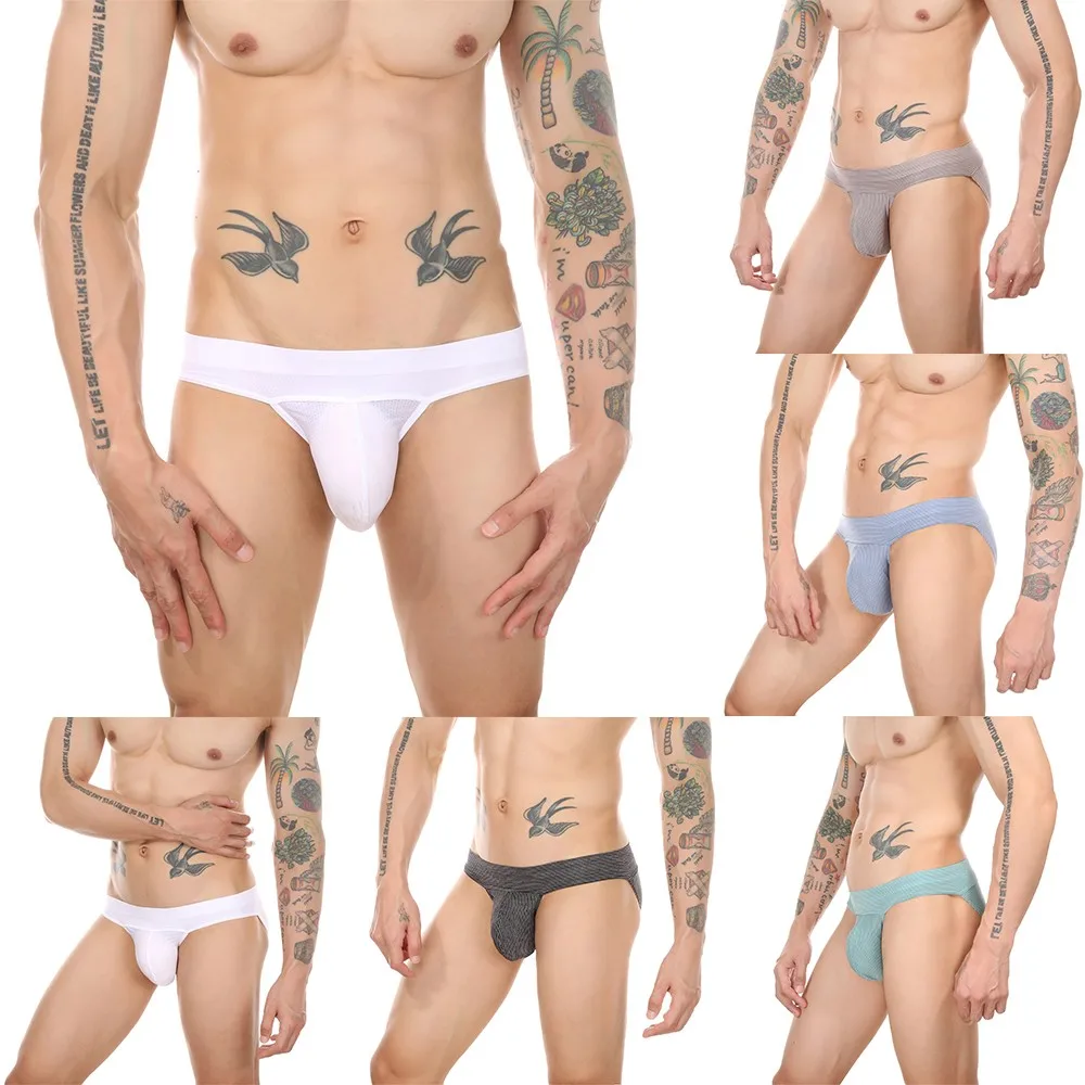 

Mens Sexy Hot Erotic Low Rise Breathable Comfortable Stripes Thong G-String Brief Elastic Underwear Intimates