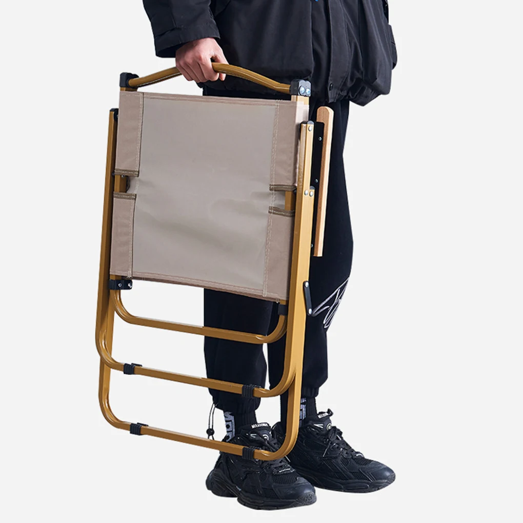 Бежевый черный стул для кемпинга портативный уличный складной из алюминиевого