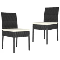 outdoor patio dining chairs deck porch outside furniture set garden lounge decor 2 pcs poly rattan black