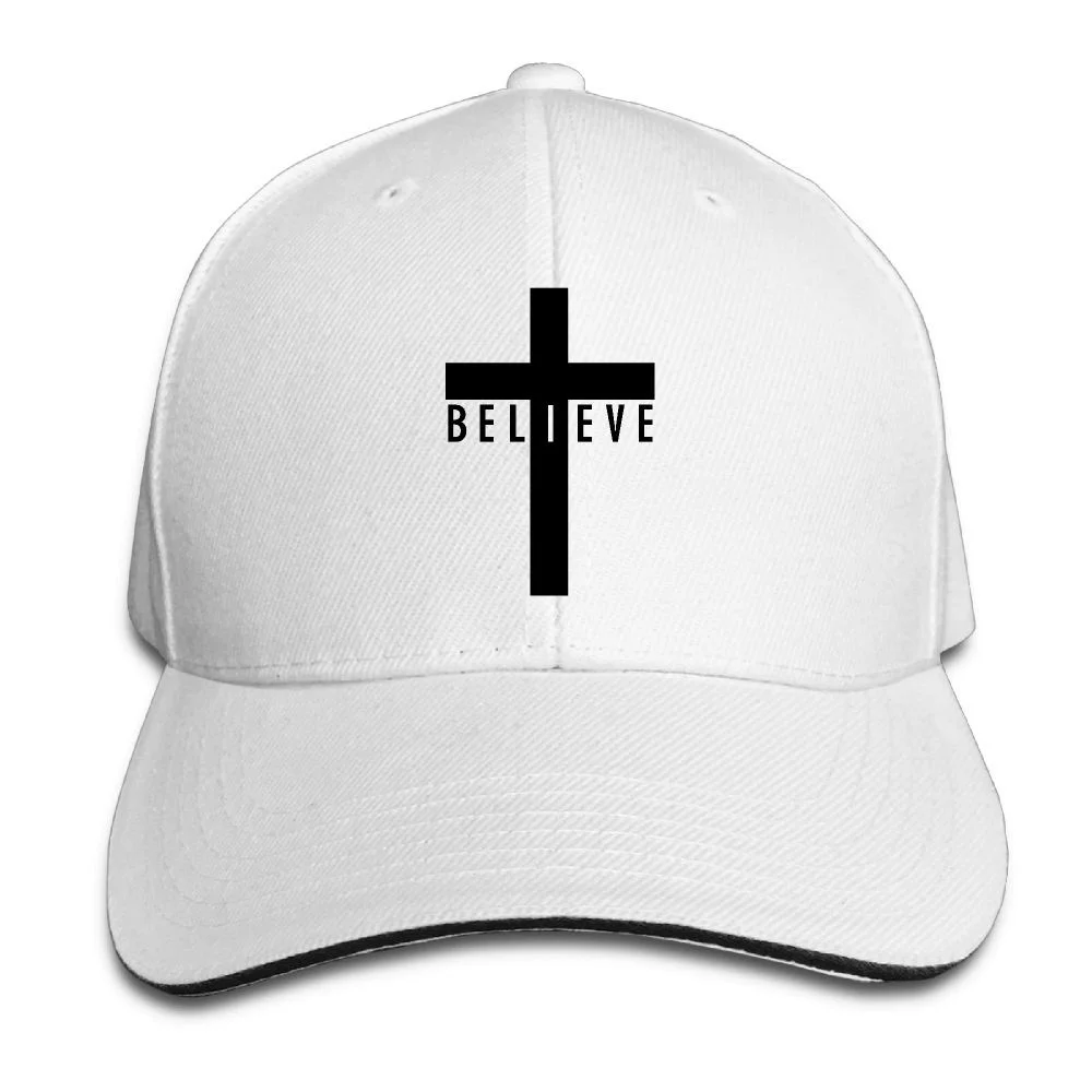 

I Believe Jesus Cross Classic Girl Adjustable Peaked Cotton Trucker Cap White
