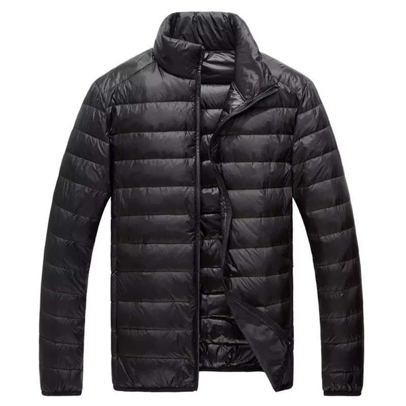 New2022 Jacket Autumn Winter New Fashion Stand Collar Short Large Ultra-thin Lightweight Youth Slim Coat Parka Male Clothing