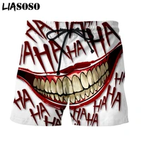liasoso creative face joker haha mens shorts beach casual shorts street boardshorts trousers boxer baggy shorts 3d print trunks