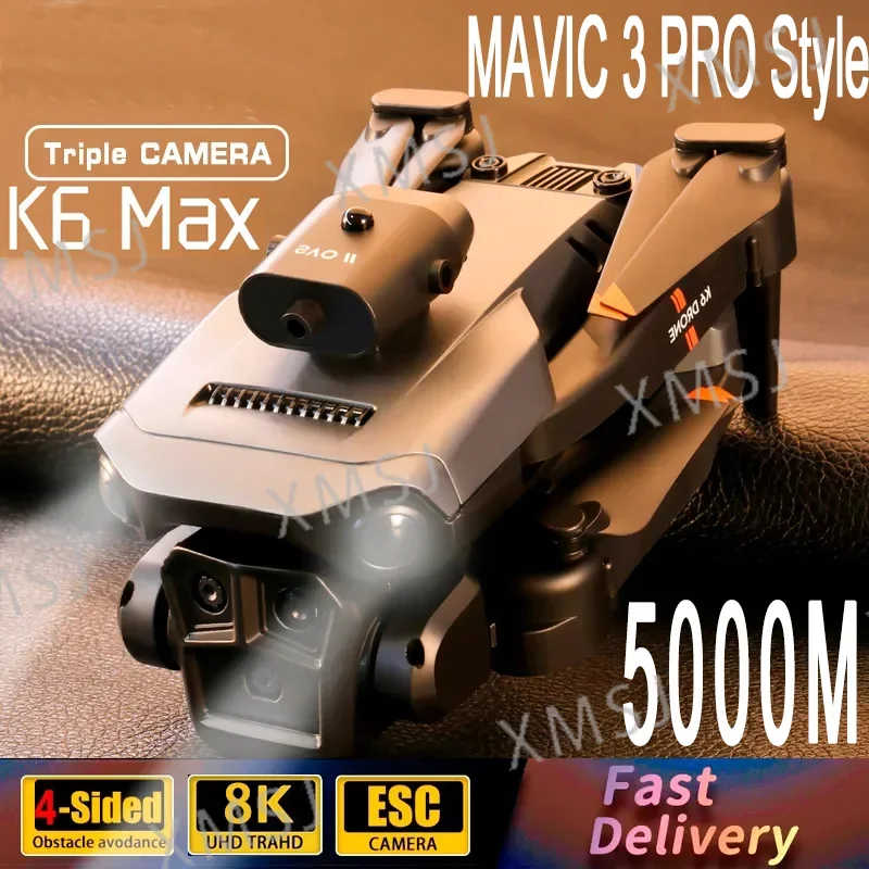 

New K6 Max RC Drone Professional Obstacle Avoidance Optical Flow Positioning 5G Toy Gift Three HD Camera 4K Dron