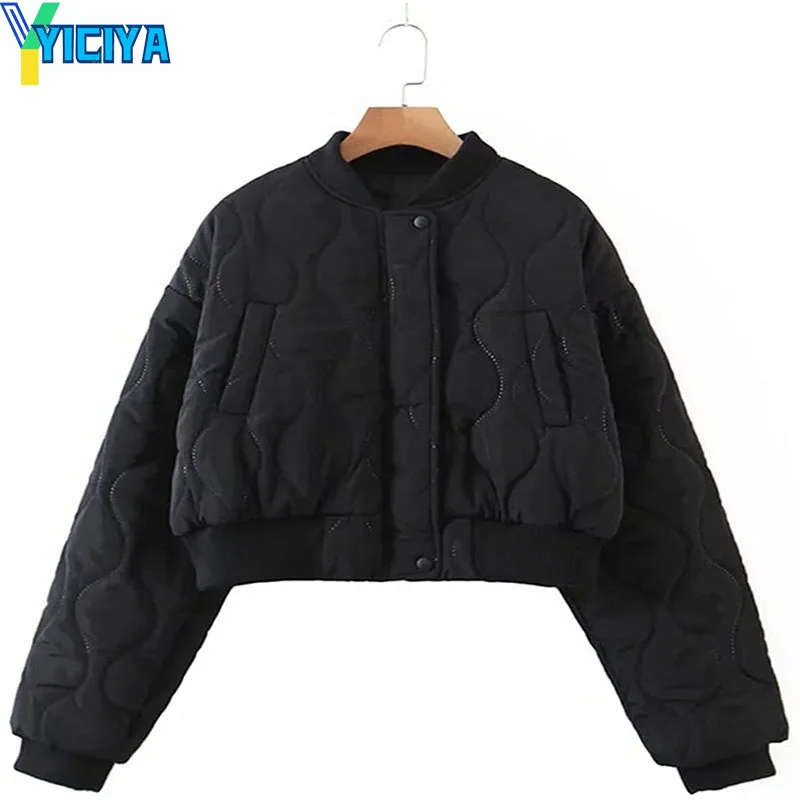 YICIYA Jackets For Women 2023 Oversized Short Coats Female Winter Long Sleeve Bomber Jackets Parkas Coat Spring Autumn Outerwear