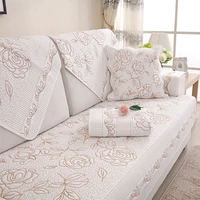 double surface sofa cover four seasons couch towel non slip comfortable europe embroidery full cushion solid color printed