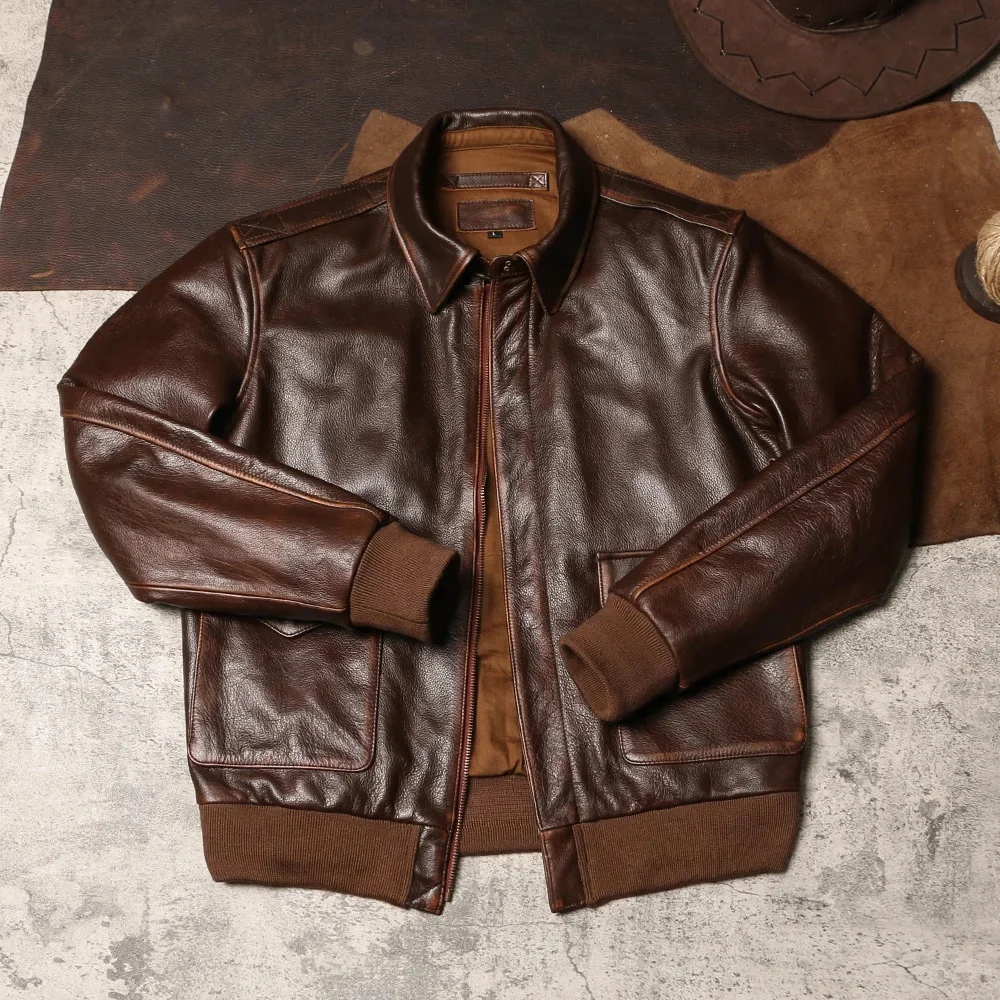 SHop Best.Мужская качественная армейская куртка формата А2 из воловьей кожи с