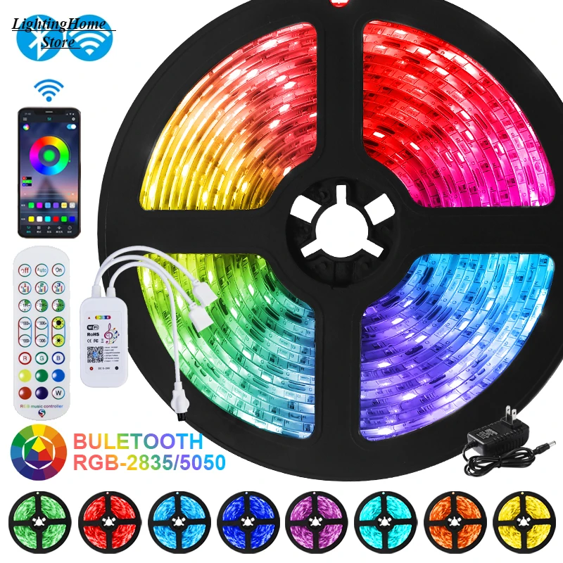 Светодиодная лента 5050 RGB, инфракрасный Wi-Fi Bluetooth-адаптер, умный ночник, Диодная лампа для комнаты, настольного компьютера, телевизора, 18 светодиодный/м