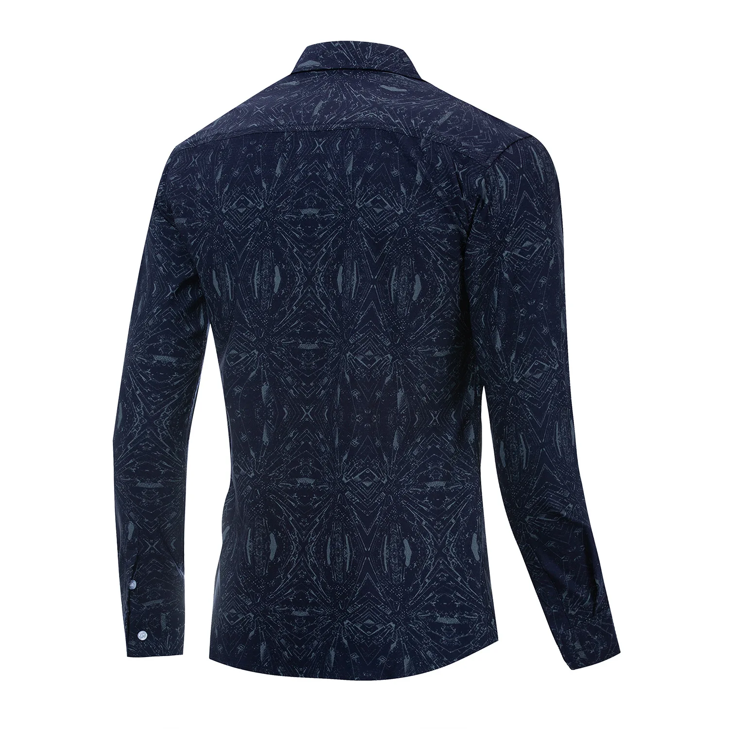 Cotton Poker Print Long Sleeve Male Shirt Single-breasted Lapel Fit Royal Blue Fashion Spring Autumn Top Casual Shirts for Men