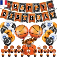 sports theme foil balloon kid birthday party event supplies basketball birthday banner cake topper baby shower globos decoration