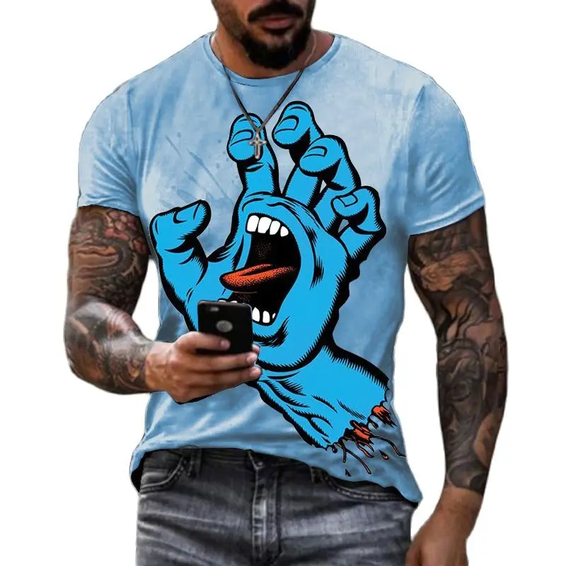

Summer Cartoon Giant 3D Printed Men's T-shirt Street Figure Short Sleeve Comfortable Breathable Fabric Oversized 100-6XL