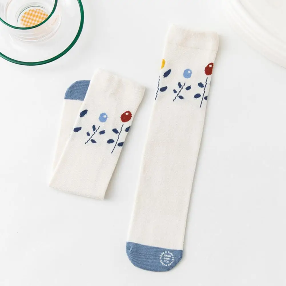 

Non-slip Skin-touch Fruit Print Baby Girl Knee High Newborn Socks for Daily Use