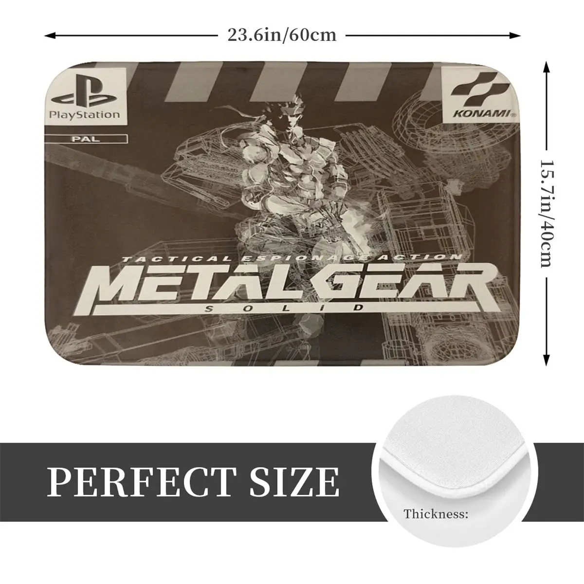 Фото PS1 Metal Gear однотонный черный и белый нескользящий коврик для двери напольный коврик для кухни, входа, ванной комнаты, гостиной, коврик для ног №2