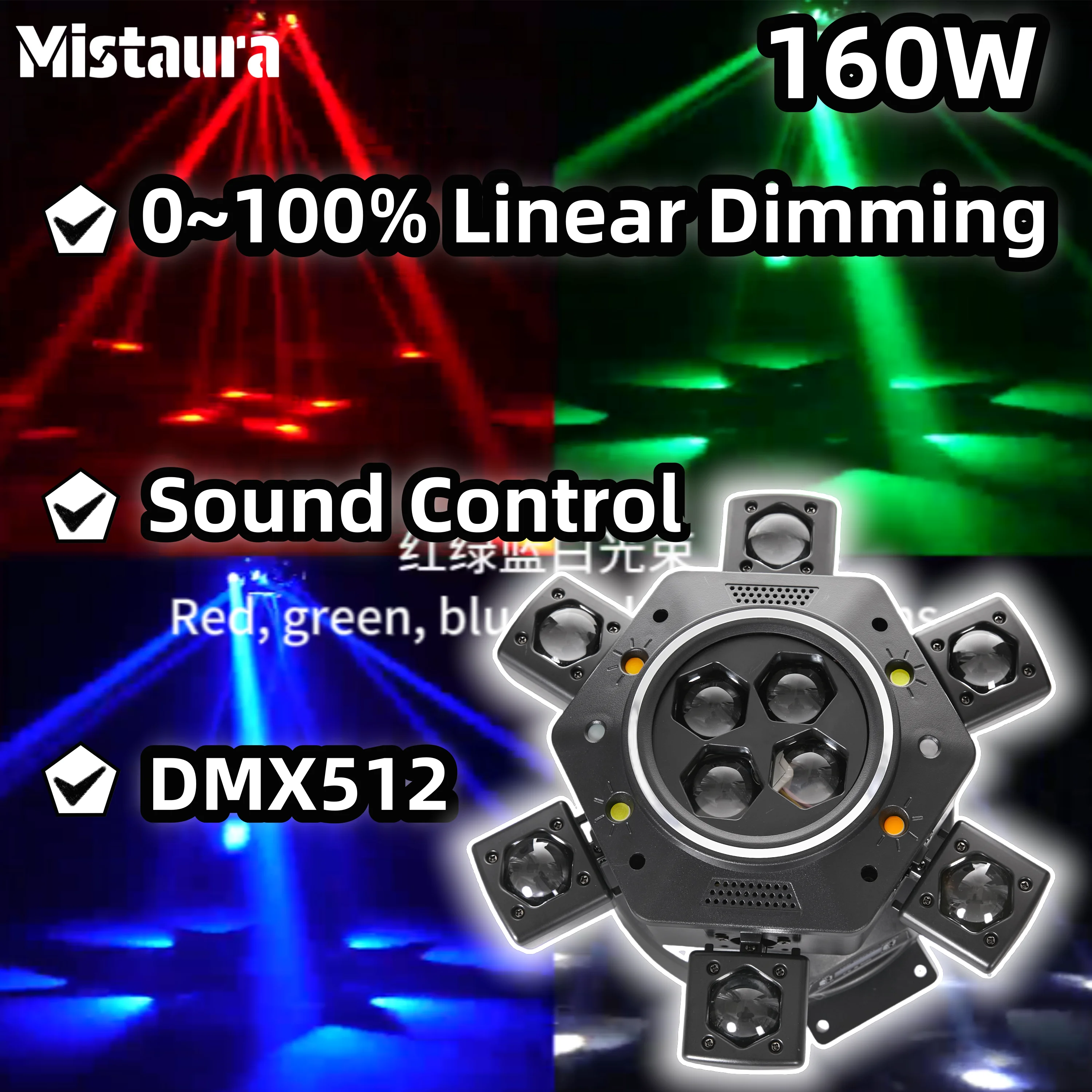 

Профессиональный светодиодный подвижной светильник PINCHENGGUANGDIAN 160 Вт 6-лучевой RGBW