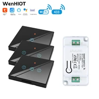 wenhiot smart home wifi switch 123 gang glass panel tuya smart life app wireless remote timer light switch alexa google home