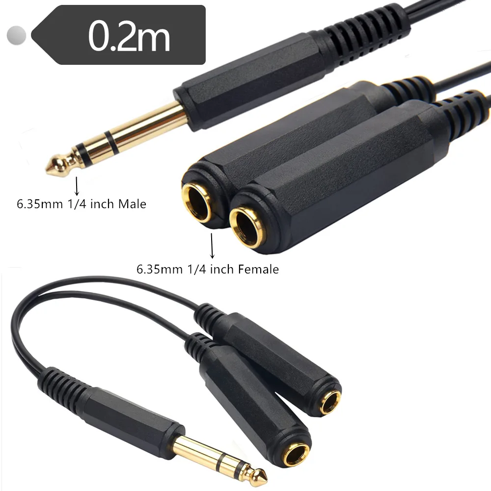 

6.35MM one-minute two audio cable 6.5 revolution pair 6.5 female three-core to two-core female conversion cable Connection cable
