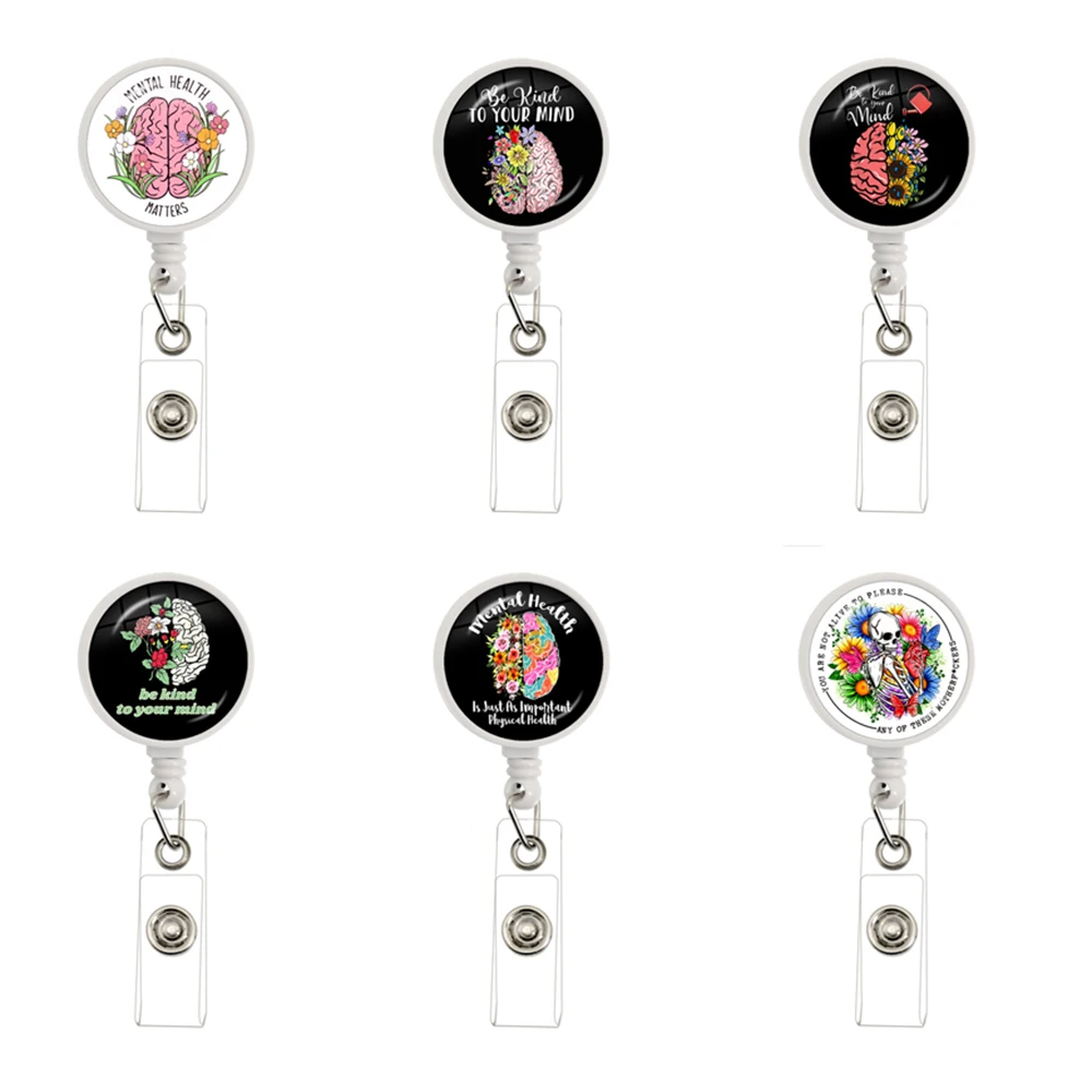 Be Kind To Your Mind Retractable Badge Reel ID Holder Mental Health Matters Brooches Psychology Psychiatry Therapist Gift