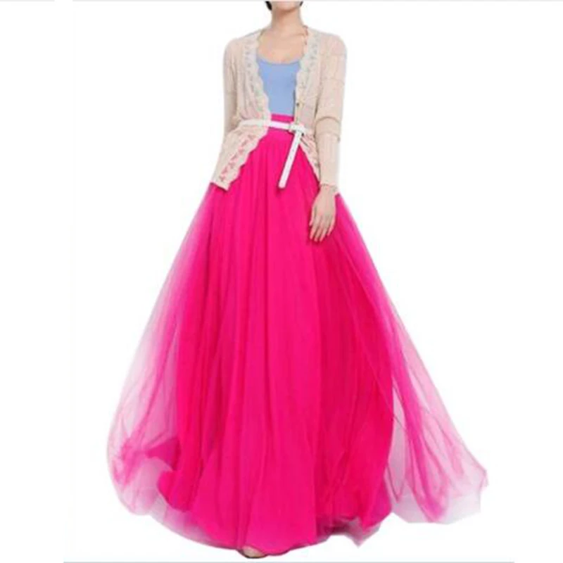 Сетчатая юбка-макси для женщин Длинные Пышные фатиновые юбки свадебной