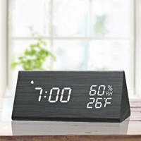 wooden electronic led time display digital alarm clocks 3 alarm settings and temperature detect clocks for bedroom home decor