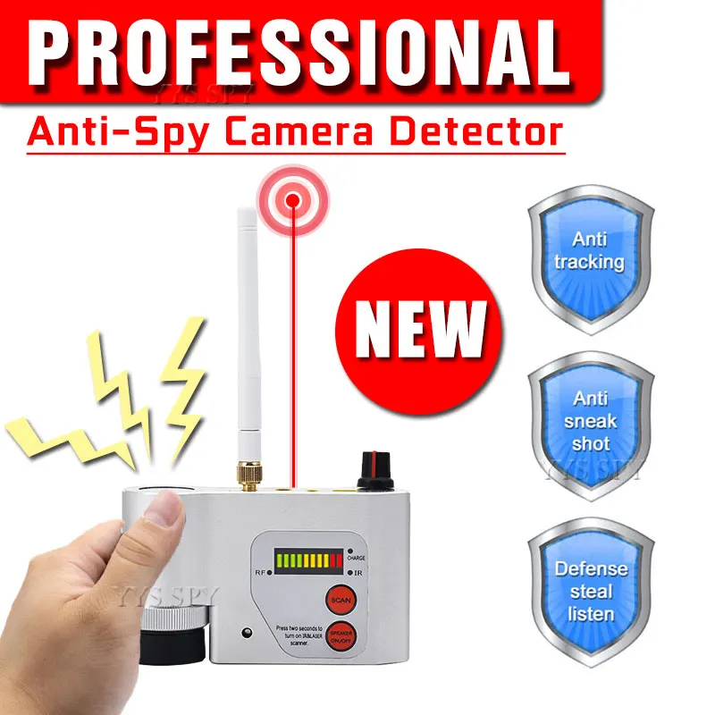 Anti-Spy Hidden Camera RF Detector Professional Infrared Cam Laser GSM WiFi Signal Detection Hidden Camera Lens Focus Scanning