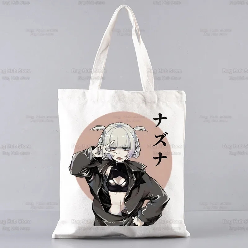 su proszek Nazuna Nanakusa Yofukashi No Uta Canvas Bag Unisex Storage Anime Call Of The Night Handbag Shoulder Tote Bookbag wielokrotnego użytku