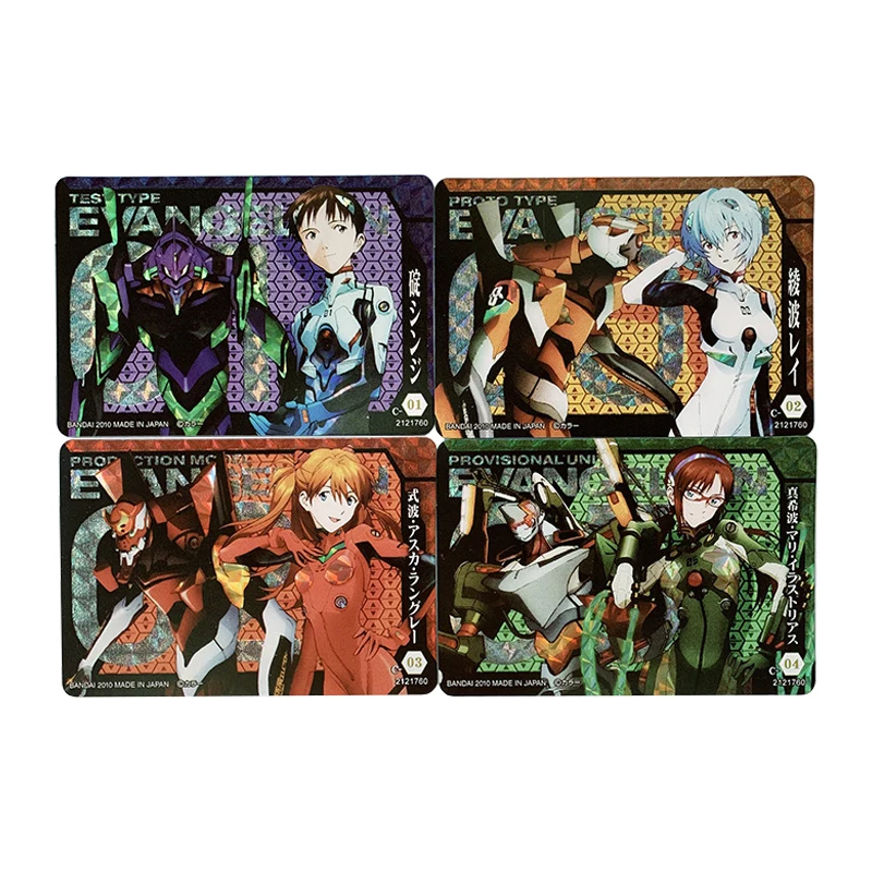 

4pcs/set Neon Genesis Evangelion flash card EVA kawaii Ikari Shinji Ayanami Rei Asuka Anime Collection Cards Gift Toys