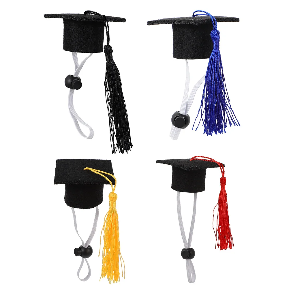 

4pcs Graduation Caps Mini Bachelor Hats Tassel Costume Photo Prop for Kitten