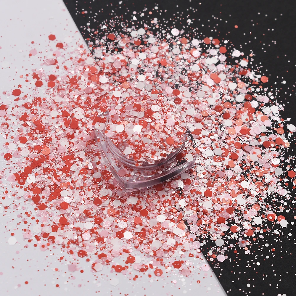 

PrettyG 1 унция/28 г в упаковке серия ко Дню Святого Валентина смешанные Блестки для ногтей хлопья для маникюра художественные аксессуары
