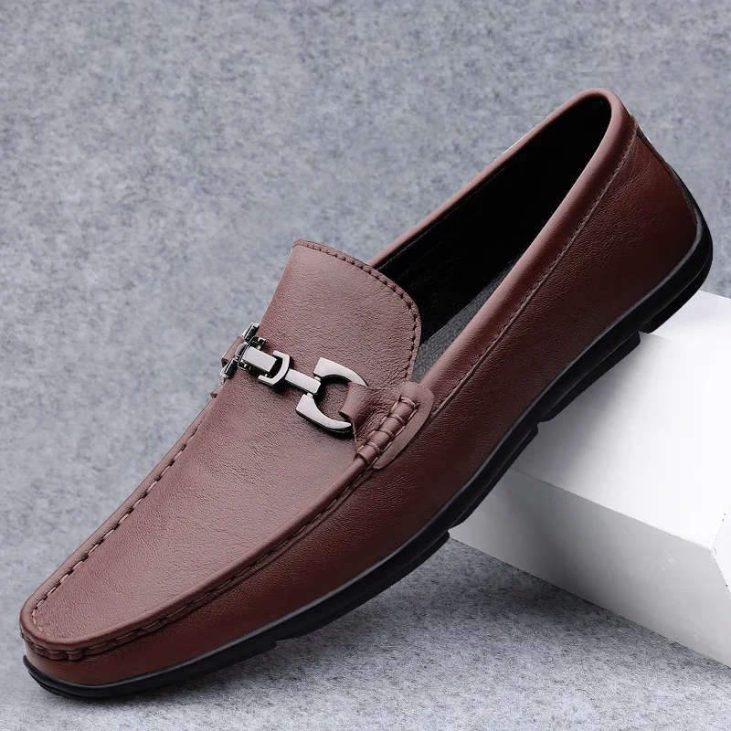 

Men's Fashion Handsewn Second Cowhide Casual Shoes Male Breathable Comfy Soft Elegant Loafer Moccasins Flat Leisure Driving Shoe