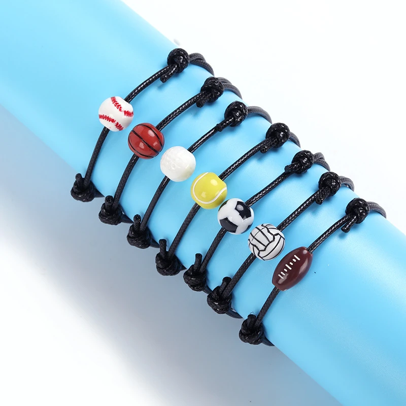 

Charm Bracelet For Boy Girl Gym Basketball Football Volleyball Tennis Braclet Homme on Hand Adjustable Bracelet Jewelry Gift
