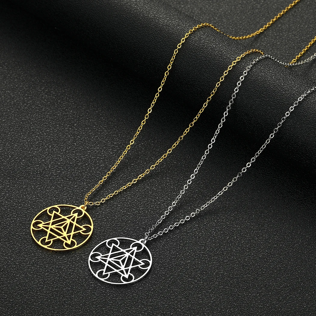 

Stainless Steel Merkaba Necklace Sacred Geometry Gold Plated Pendant Spiritual Star Tetrahedron