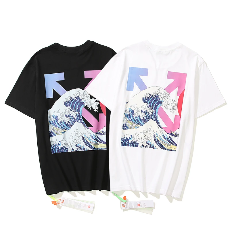 

2023 New summer fashion all-match oil painting simple arrow loose short-sleeved casual cotton trend men's and women's T-shirt