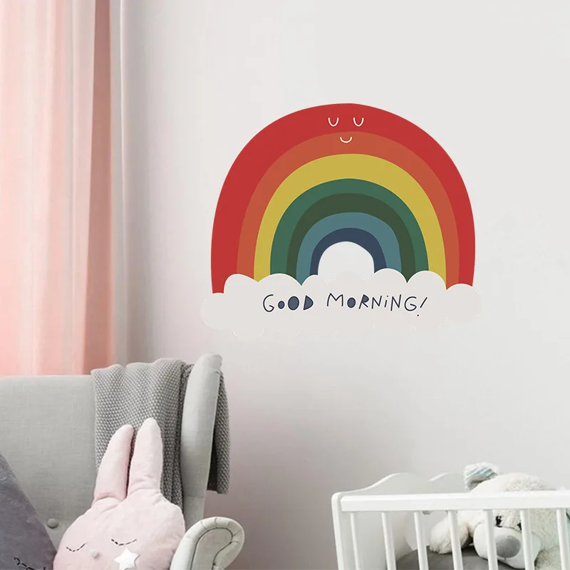 

INS Creative Wall Stickers Smile Rainbow Cloud Home Decoration Accessories for Living Room Wall Decoration One Piece 36*42 CM
