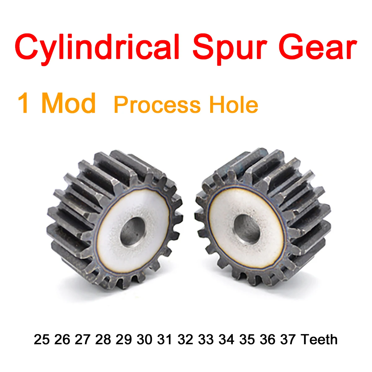 

1Pc 1Mod Cylindrical Spur Gear 25/26/27/28/29/30/31/32/33/34/35/36/37 Teeth 45# Steel Transmission Gear Tooth Pitch 3.14mm