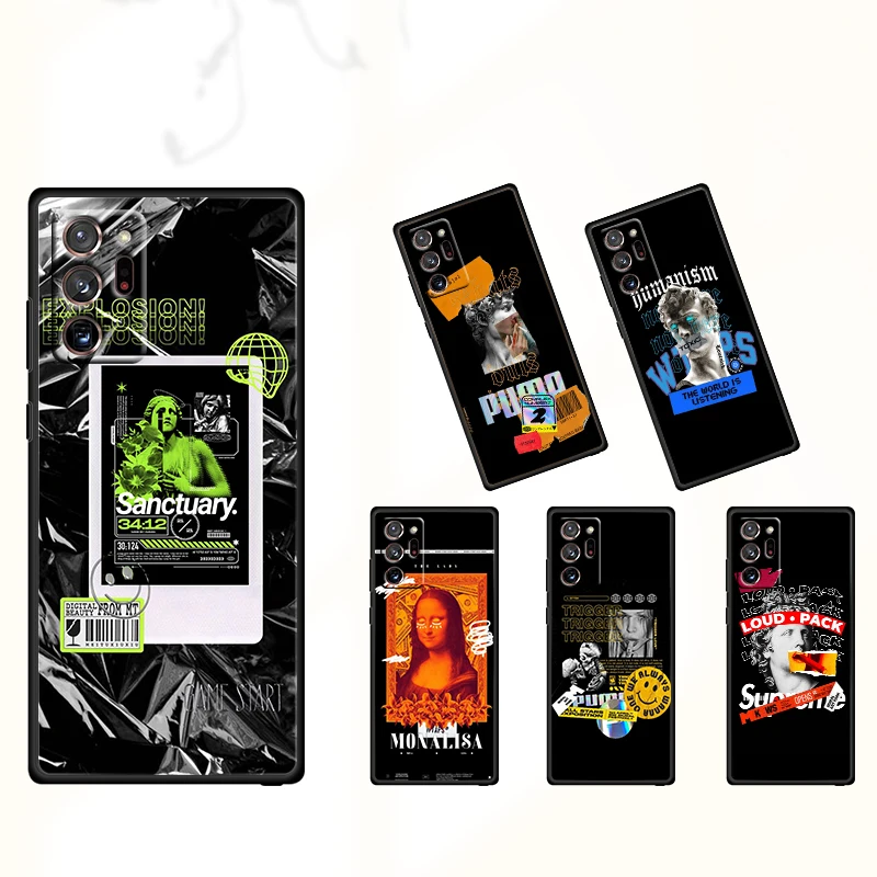 

Cartoon Lover Statue For Samsung Note 20 Ultra 10 9 8 M52 M32 F52 F22 M01 4G 5G Fundas Silicone Black Phone Case Coque