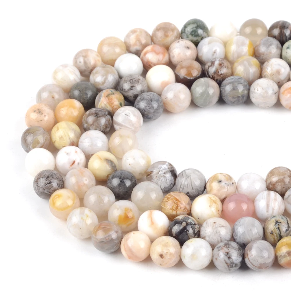 Круглые бусины из бамбукового листа и агата 4-12 мм |