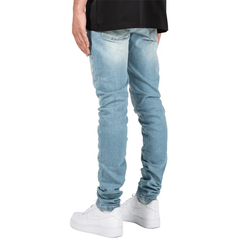 New Mens Jeans Youth Casual Men's Medium Waist Slim Fit Pencil Pants Streetwear Men Fashion Full Length Denim Pants