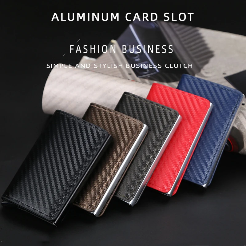 Men's Anti-theft Card Swiping Bag RFID Short Automatic Small Wallets Bank Business Clips Money Slots Female Plaid Card Holders