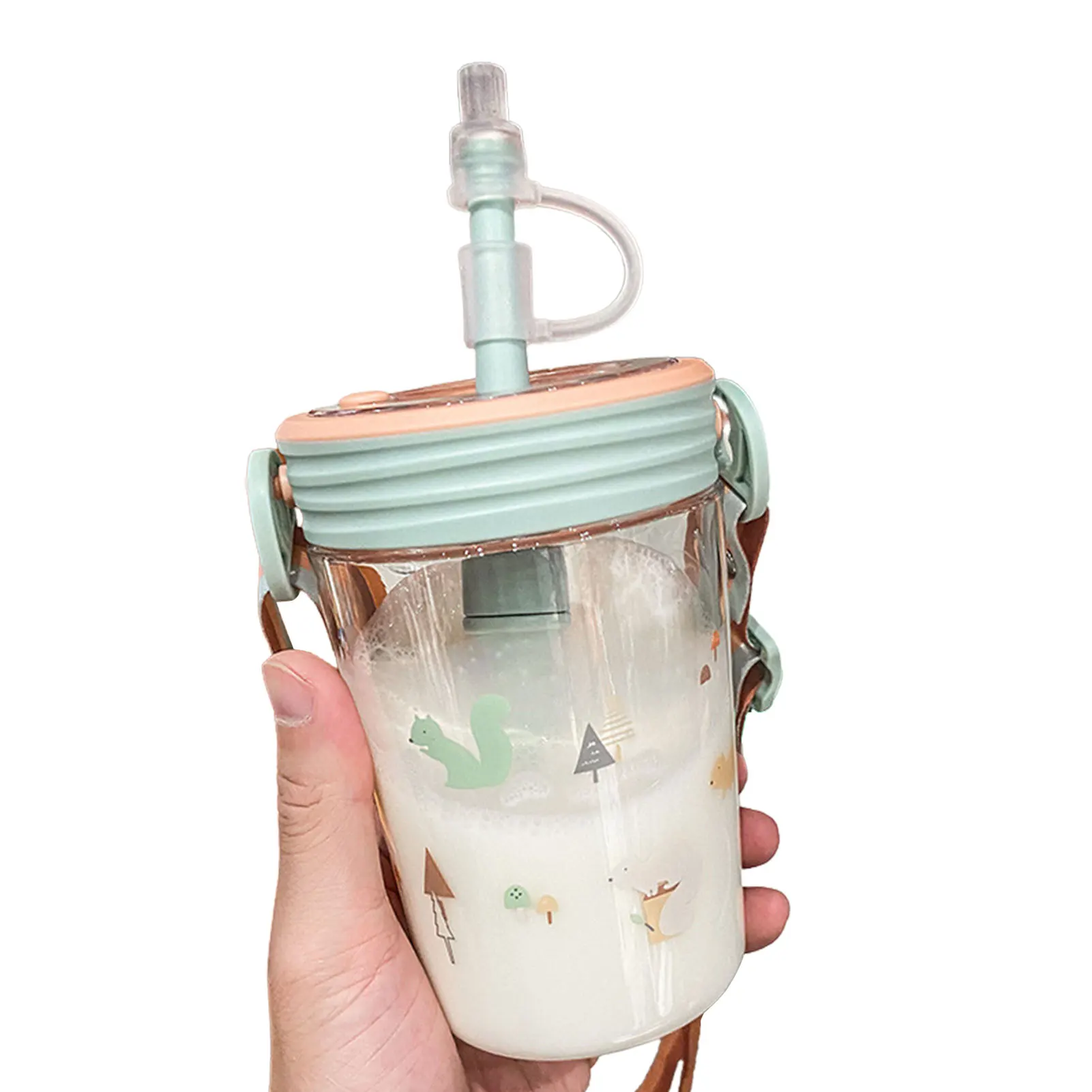 

Прозрачная герметичная бутылка для воды с соломинкой, 550 мл