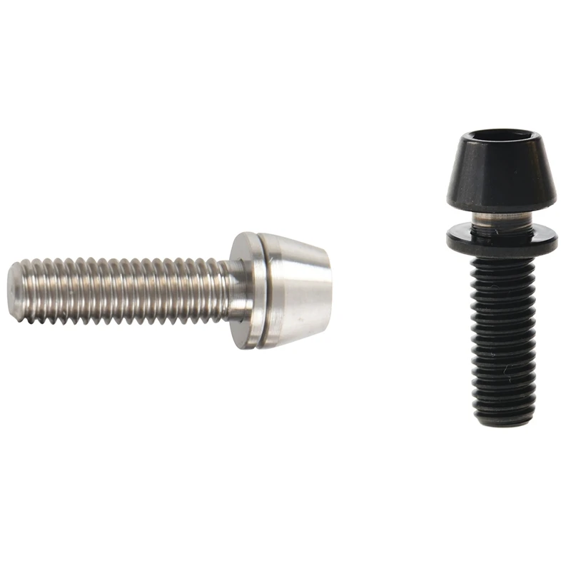 

12 Pcs Titanium Bicycle Stem Bolt Ultralight Mountain Bike Bolts Tapered Head Screw + Washer Gasket-Silver & Black