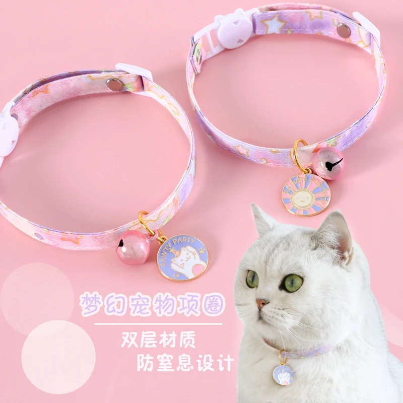 

Colorful Luxury Designer Cat Dog Collars Cat Puppy Bells Decoration Wholesale Adjustable Cute Pet Collar Flower Bell Charm