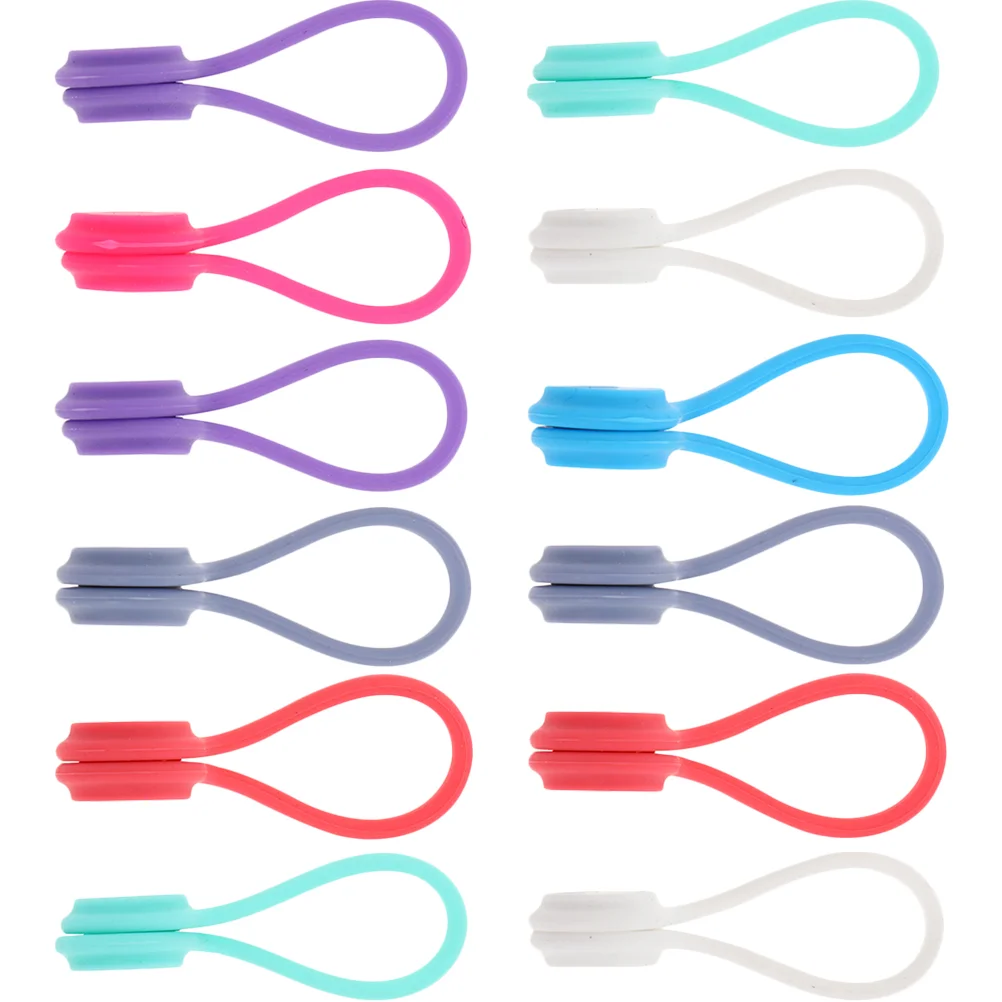 

12 Pcs Cord Magnet Silicone Cable Winders USB Y Magnetic Cables Holders Mount Straps Ties Organizer