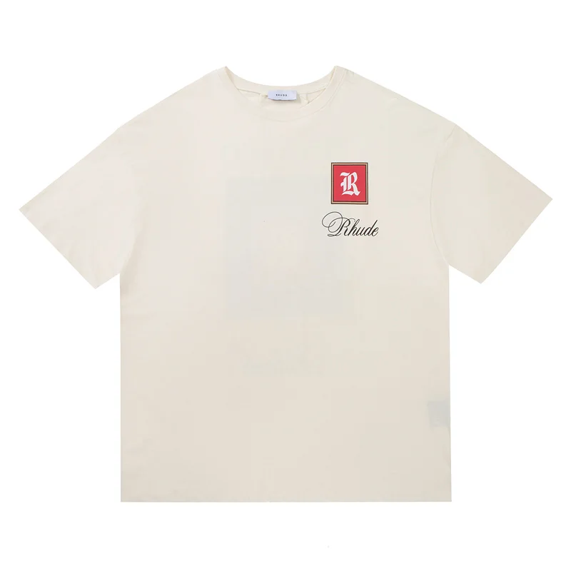 

2022 Summer New RHUDE Morocco Classic Printed Double Yarn Cotton Men And Women Couple Short-Sleeved T-shirt