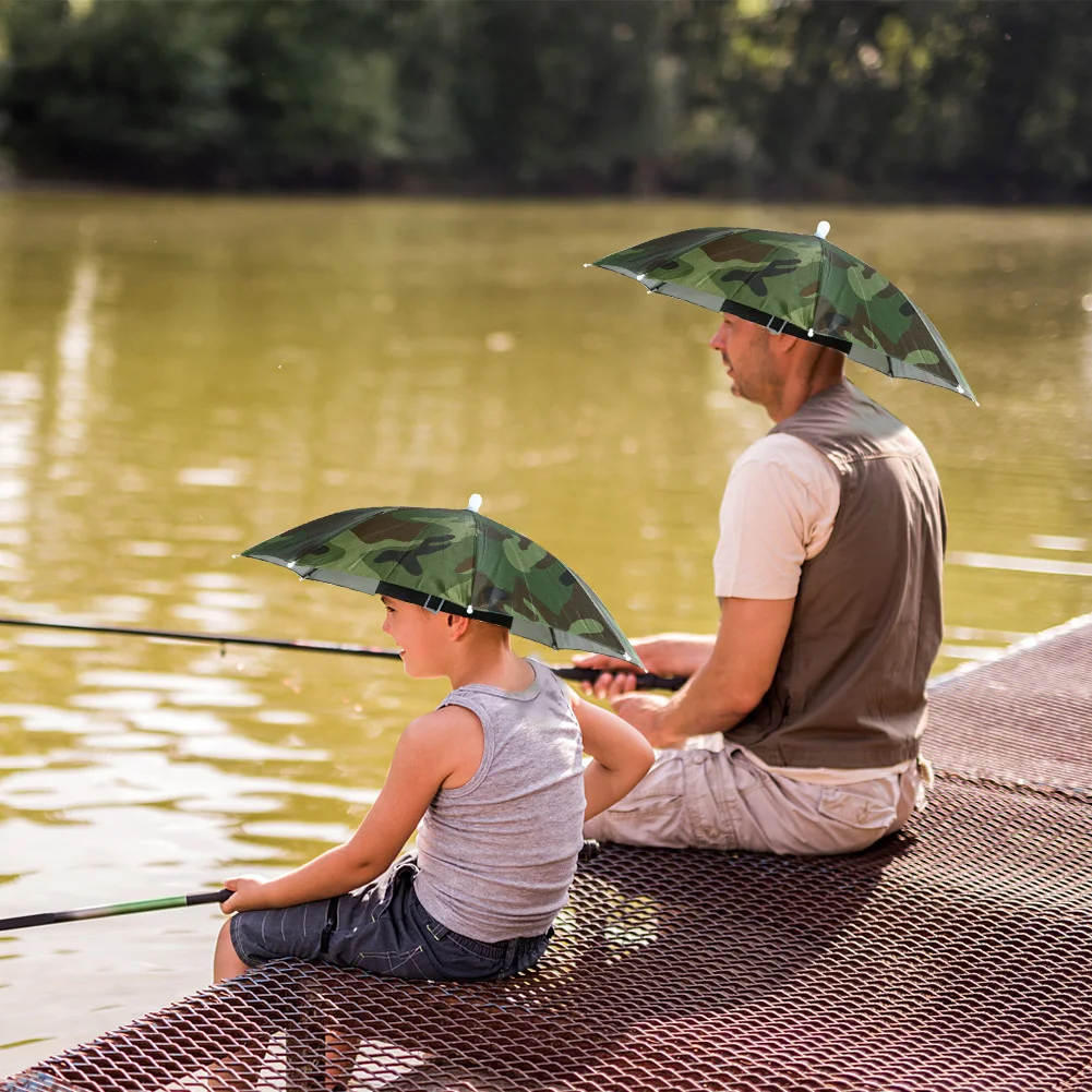 

55cm Foldable Headwear Umbrella Fishing Hiking Hat Cap Camping Headwear Foldable Outdoor Fishing Sunshade Headwear Beach HeadHat