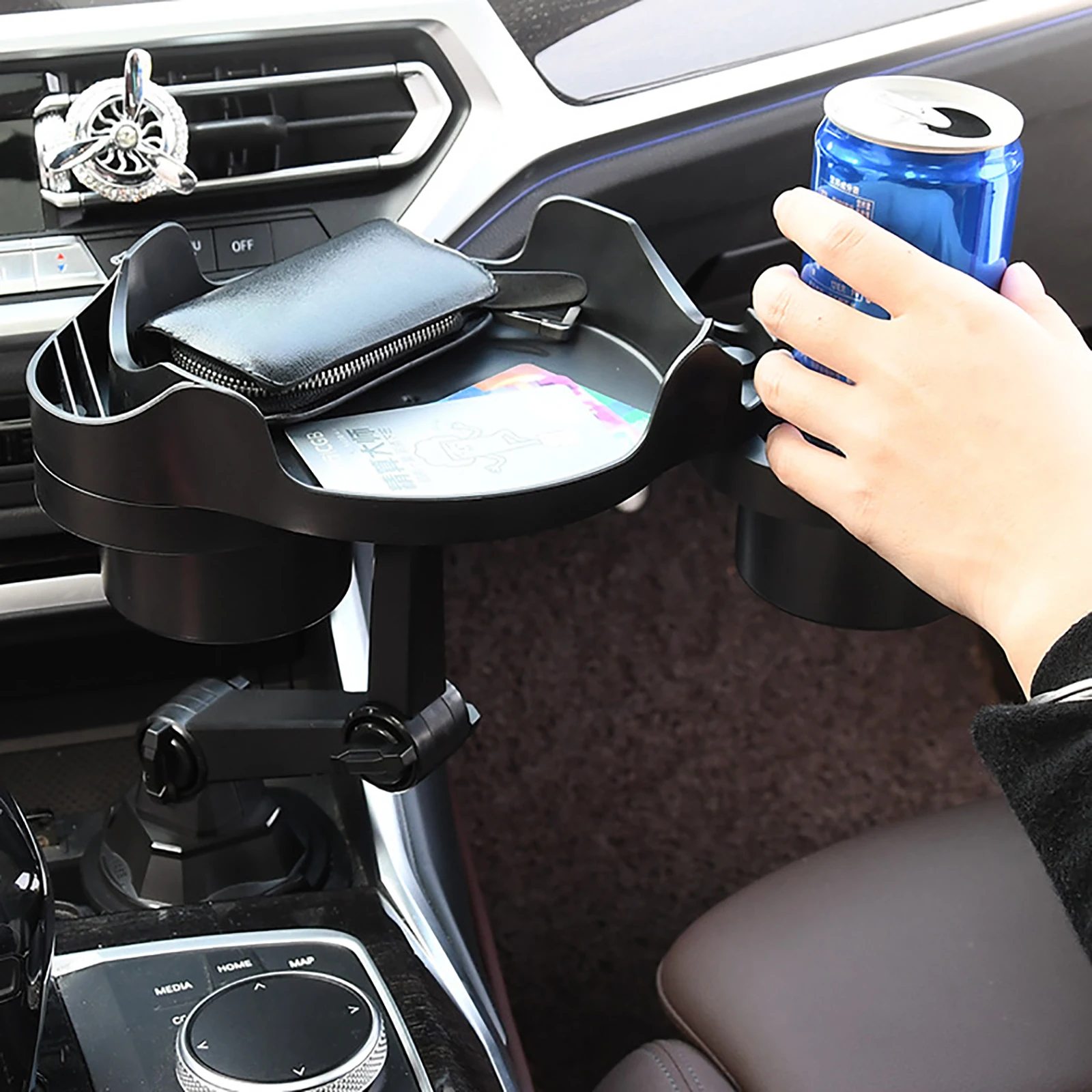 

Universal Car Cup Holder Tray Rotation Function Tray with Cup Holders Car Tray Table Phone Holder Food Table For Most Vehicles