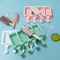 1pc 4 cavity ice cream silicone mold with lid 3d diamond shaped popsicle mold food grade silicone ice cream maker